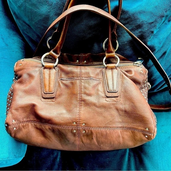 ORYANY STUDDED LEATHER SATCHEL CROSSBODY TOTE BAG EUC - Picture 2 of 9